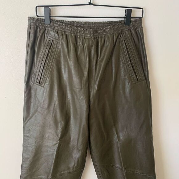 Erez Sport Vintage Women’s Moss Green All Leather Extreme High Rise Cinched Wais - Picture 5 of 6